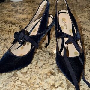 Boden Navy Velvet Slingback Heels